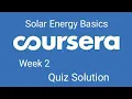 Solar Energy Basics answer quiz week 2 Coursera