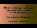 The language of Calculus Math Terminology NJ Wildberger