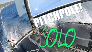 Hobie 16 solo pitchpole with live commentary – downwind fail plus righting