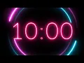 10 Minute ANIMATED NEON Countdown Timer 4K