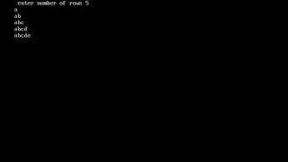write a program to print pattern a ab abc abcd abcde by using for loop