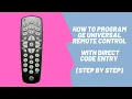 How to Program GE Universal Remote Control with Direct Code Entry Step by Step