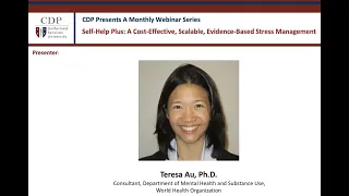 CDP Presents Self-Help Plus A Cost-Effective Scalable Evidence-Based Stress Management Course