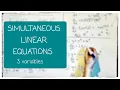 Solving simultaneous linear equations with 3 variables