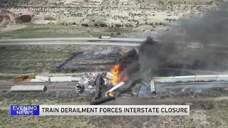 Freight train derailment fire forces Interstate 40 closure near Arizona-New Mexico line