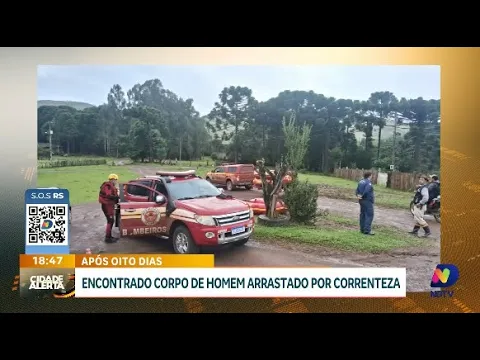 Corpo de homem é encontrado oito dias após ser arrastado por correnteza