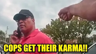 cop gets instant karma when he finds out who he cuffed