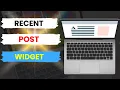 How To Add Recent Post Widget In Wordpress Website 2024
