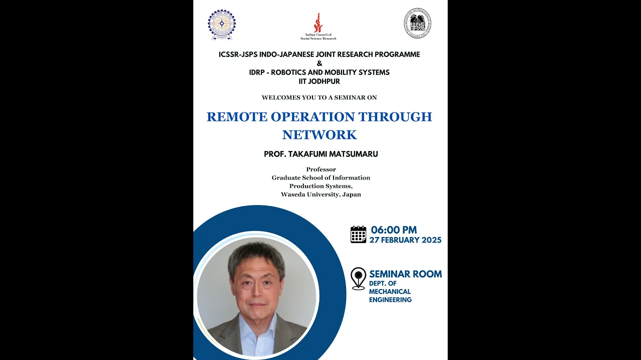 "Remote operation / teleoperation of Robots" by Prof. Takafumi Matsumaru (2025/02/27).