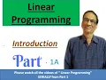 Linear Programming Introduction Formulate L P P word problems L P P Part 1A Sabne Academy
