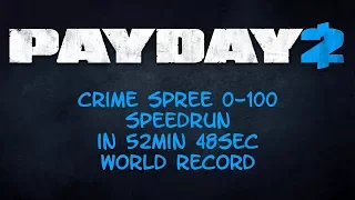 Payday 2 Speedrun Crime spree 0 to 100 in 52min48sec IGT World Record