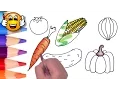 Coloring Pages For Kids Vegetables Corn Pumpkin Coloring for Kids Bibabibo