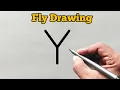 How to draw fly from letter Y Easy Fly Drawing for beginners letter drawing