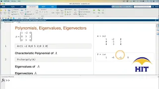 MATLAB Eigenvalues Eigenvectors