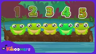 Five Green And Speckled Frogs THE KIBOOMERS Kids Songs Subtraction Song 