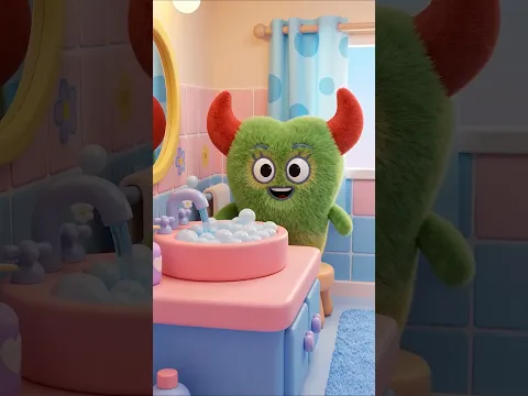 No, no, little monster Toothy, don't eat with dirty hands! 😆😈 Healthy habits