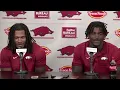 Braylen Russell and Sutton Smith meet with the media following practice