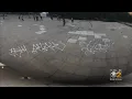 Crews Removing Graffit After The Bean And Cancer Survivor Wall Vandalized At Millennium Maggie Da