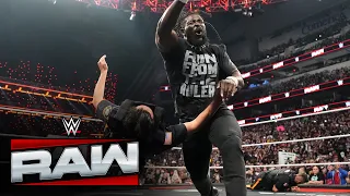 oba femi attacks the police in front of brock lesnar en route to hell in a cell raw highlights