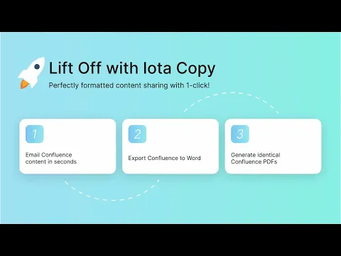 watch Iota Copy: email sharing, PDF and Word export for Confluence video