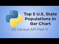 Python US Census API Tutorial Part V - Top 5 U S State Populations in Bar Chart