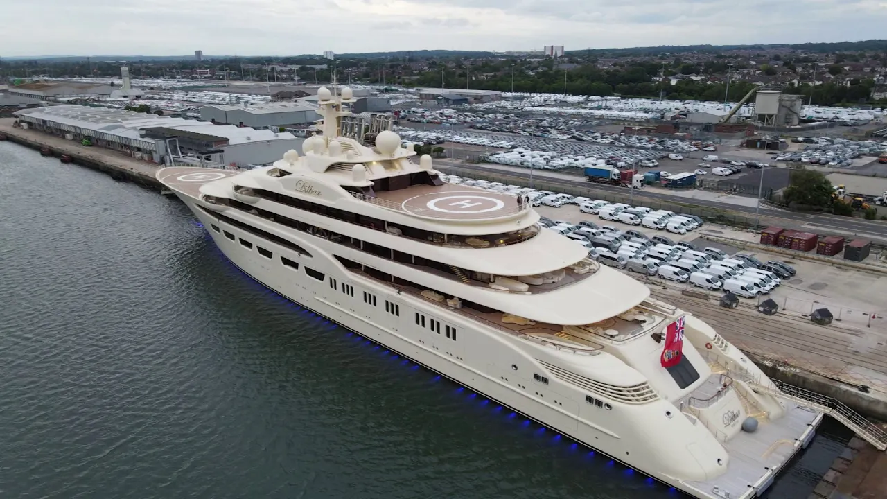 DILBAR SUPERYACHT DOCKED IN SOUTHAMPTON