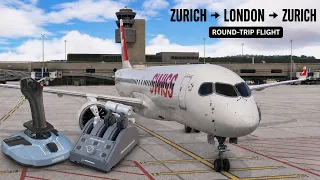 Synaptic A220 Thrustmaster TCA Real World Swiss OPS Zurich - London