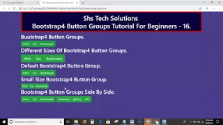 Bootstrap4 Tutorial For Beginners - 16 Bootstrap4 Button Groups Tutorial Button Groups