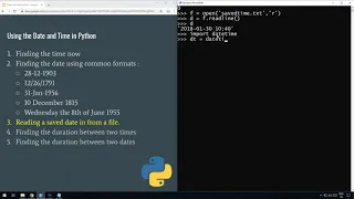 Python - Reading a date in from a saved file Tutorial Part 3