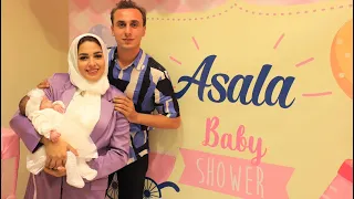 اول طلة بلفستان الابيض لبيبي اصالة اكبر حفل سبوع المولود الجديد 