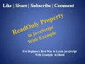 javaScript Tutorial For Beginners 32 ReadOnly Property in javaScript