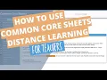 Common Core Sheets Distance Learning Review