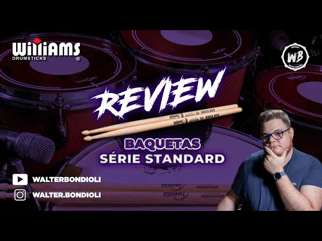 Baqueta Williams Classic American Hickory Padrão 5A mais comprida