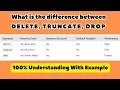 DELETE vs TRUNCATE vs DROP Key Differences in SQL with Examples