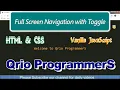 Full Screen Navigation Menu with Toggle bar HTML CSS JavaScript Qrio ProgrammerS