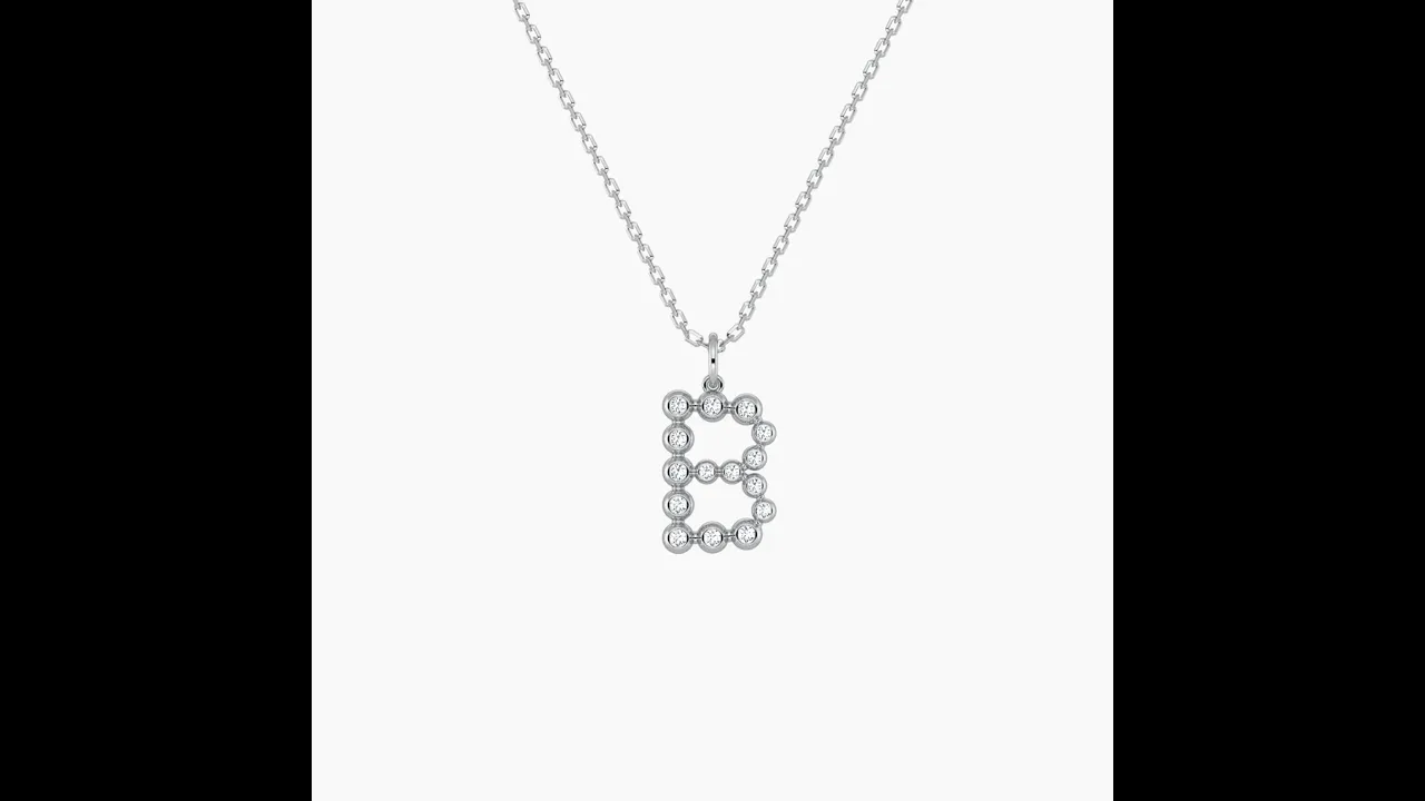 Letter B Initial Necklace Bubble Pendant