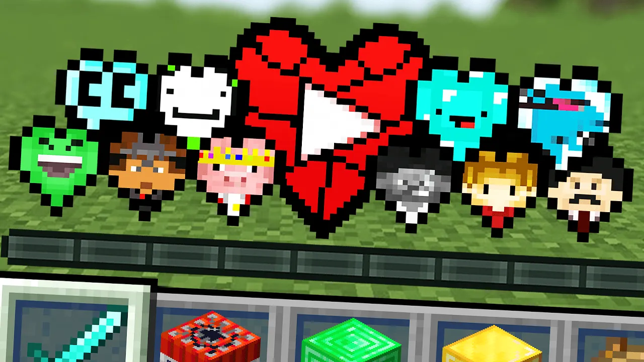 Minecraft but YouTubers are Hearts