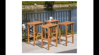 Christopher Knight Home Caribbean Outdoor 30 Acacia Wood Barstools 4-Pcs Set - Overview