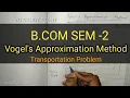 Vogel s Approximation Method Transportation Problem B com Sem-2 Gujarat university