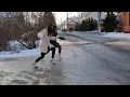 Ultimate selection slippy high heels with sexy Sasha and Angelina high heels on ice scene 624