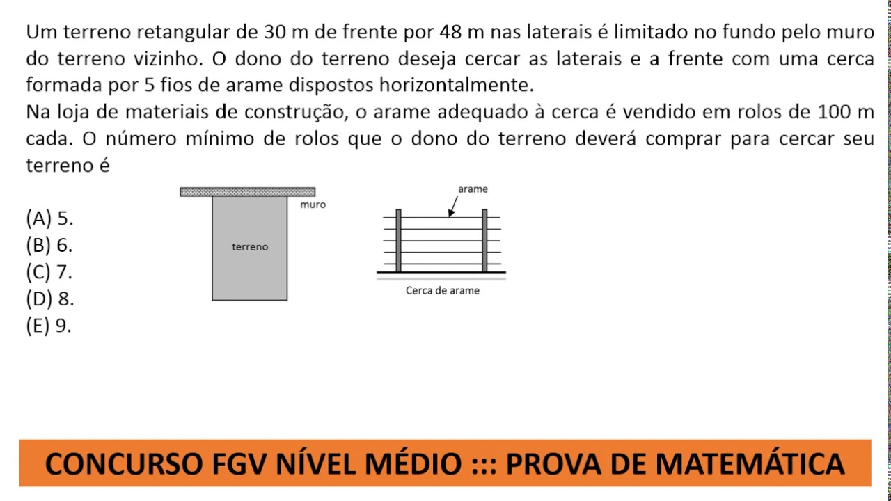 Prova de Matemática #FGV Concurso Agente Educador I Q26