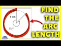 FIND ARC LENGTH in DEGREES in RADIANS BASIC GEOMETRY