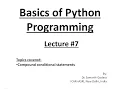 Python Lecture 7 Decision Making Compound Conditional Statements