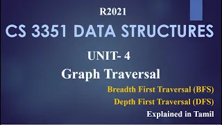 CS 3351 DATA STRUCTURES UNIT 4 Graph Traversal Methods in Tamil