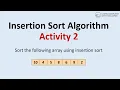 Activity Insertion Sort Algorithm Computational Thinking Algorithms 1st Year Computer Science