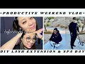 VLOG DIY Lash Extensions Surprising my Boyfriend Spa Day Thai Massage etc