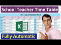 Automated School Teacher Time Table Using Excel Sheet How to make School Timetable in Excel 2024