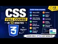 Learn CSS in 13 Minutes Complete CSS Basics Basics Advanced From Zero to Professional