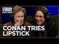 Conan Tries On Julia Louis-Dreyfus Lipstick Conan O Brien Needs A Friend