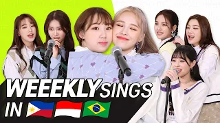 Download K-POP STARS sing in THREE Languages🎤|   TAG/INA/POR| WEEEKLY | TRANSONGLATION MP3